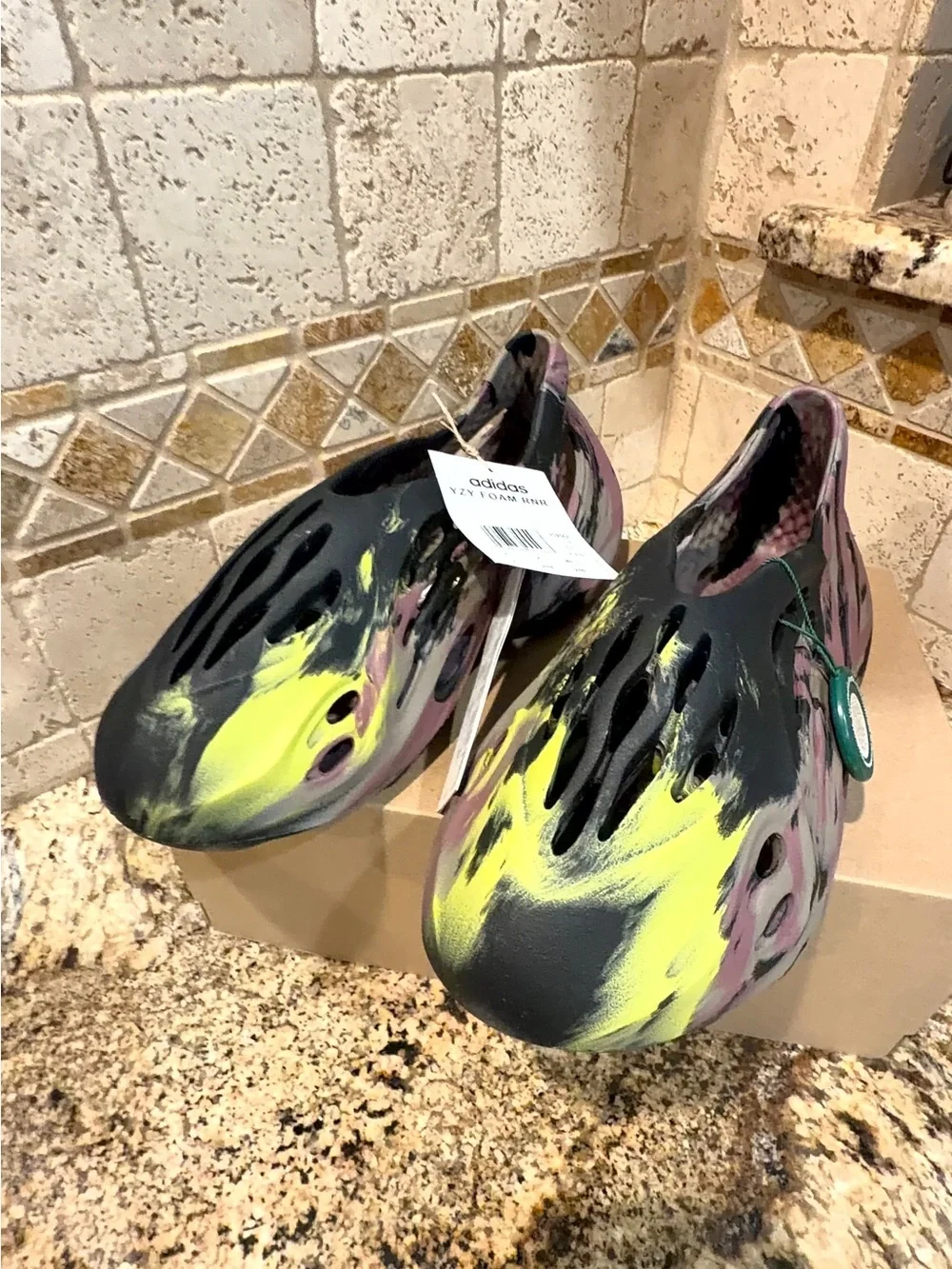 Yeezy Foam Clog-Style Slip-On Shoes in Black, Yellow & Pink Authentic NWT